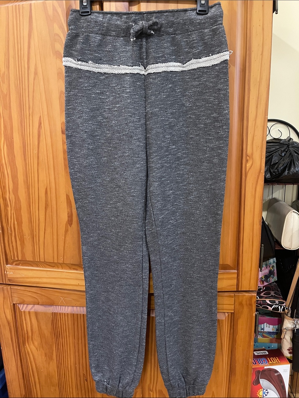 New! Kendall & Kylie Dark Gray Knit Jogger Pants with Trim